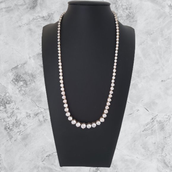18K Silver Diamonart Graduated Stone 17.5" Necklace - Picture 1 of 10